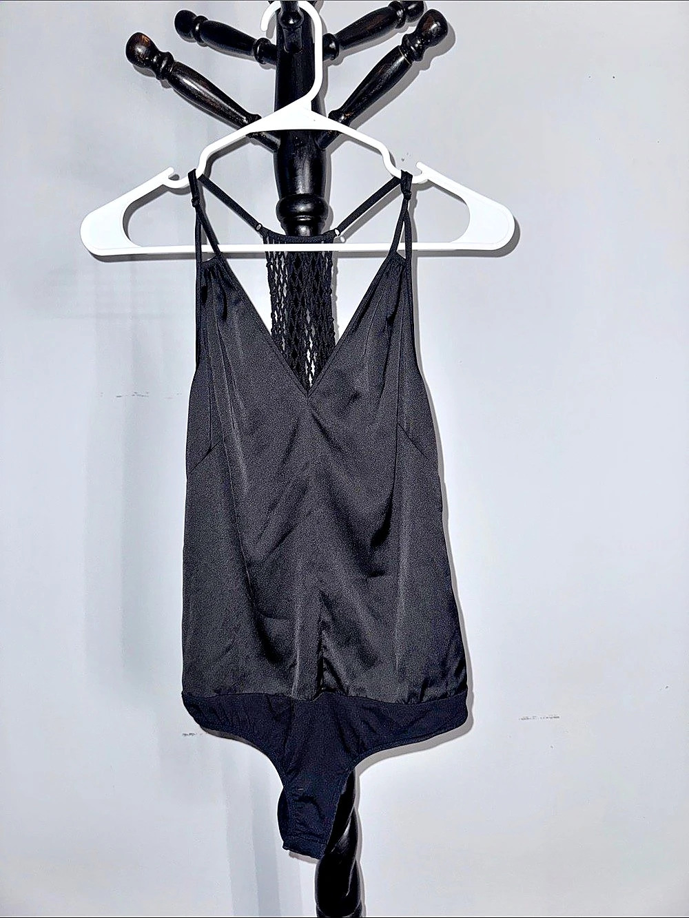 bebe Knot Back Body Suit Black One-Piece Swimsuit Small 1.T